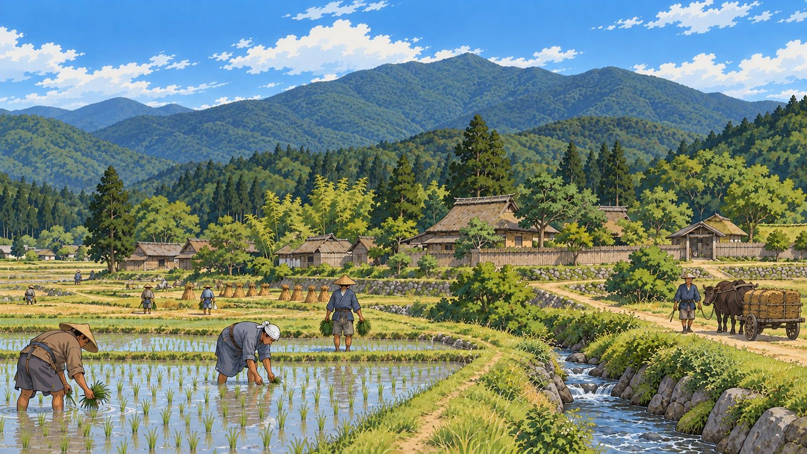 田植えをする農民